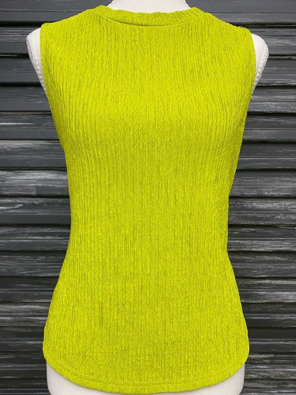 SHEIN Neon Lime Sleeveless Crinkle Tank